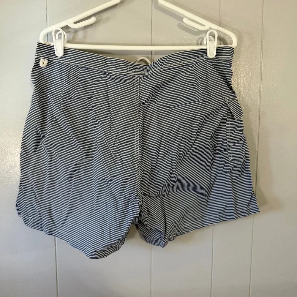 J. Crew Board Shorts Mens 34 Blue White Striped Lace Up Cargo Pocket Swim Trunks
